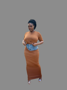 Very Mindful 2pc Skirt Set (Cognac)