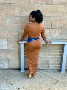 Very Mindful 2pc Skirt Set (Cognac)